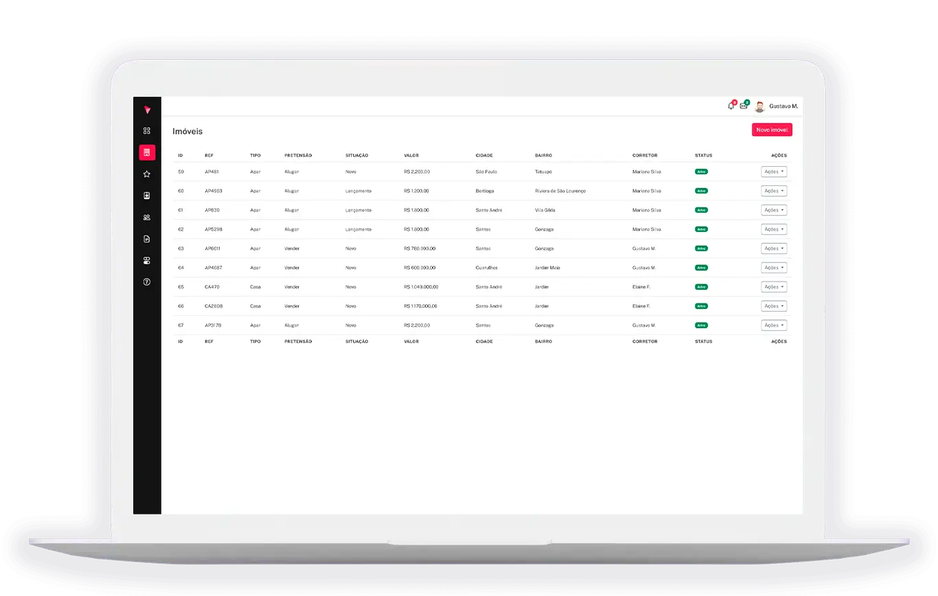 Sistema para imobiliárias